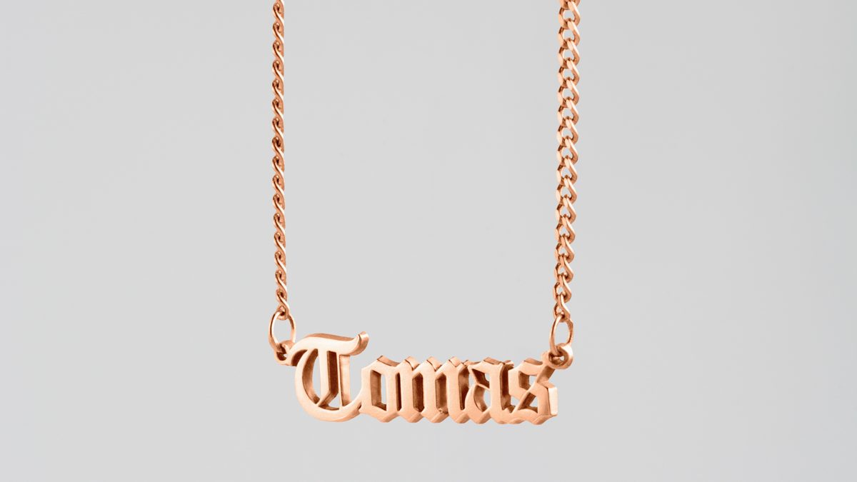 Gold gothic name on sale necklace