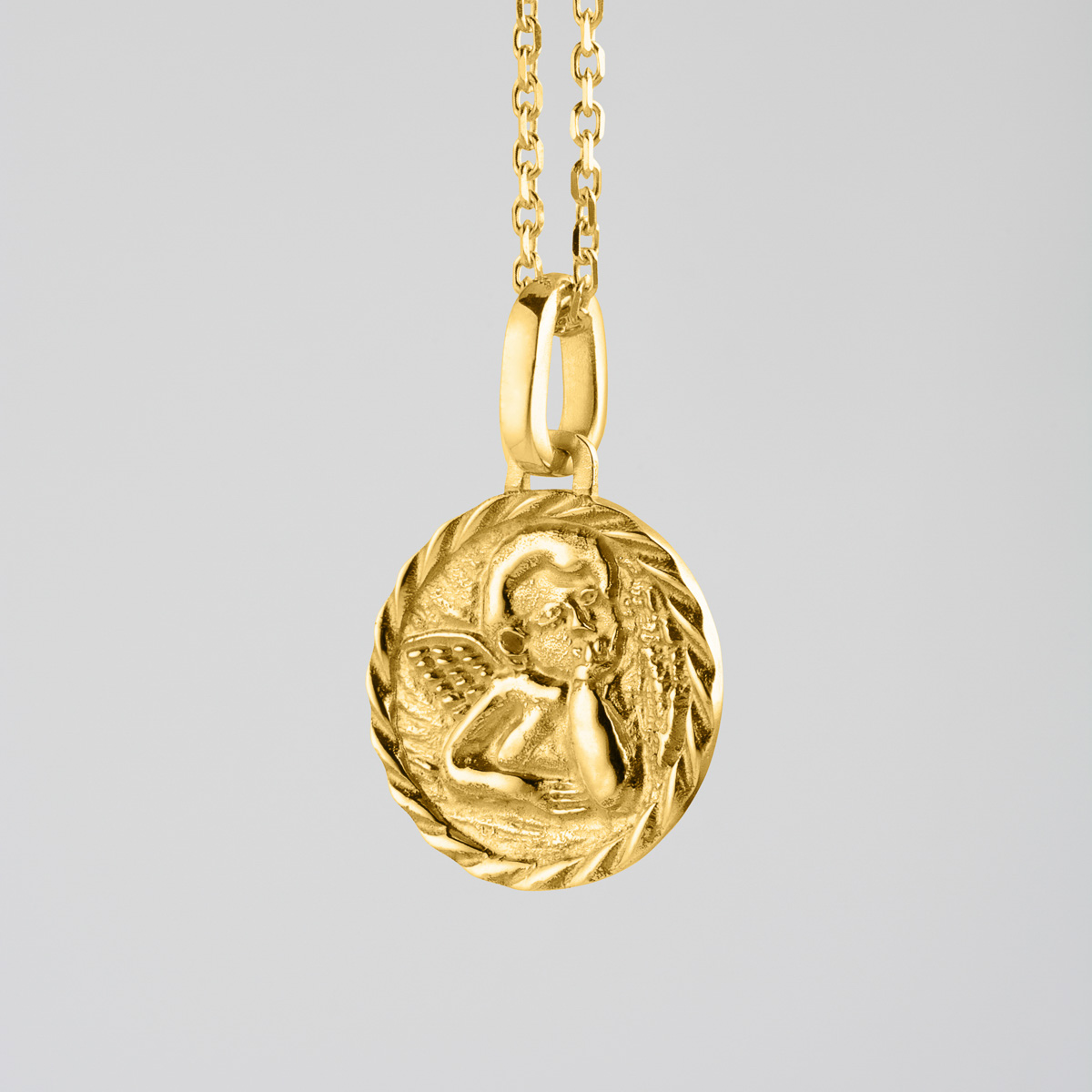 Baroque Angel Circle Necklace - Gold Electroplated