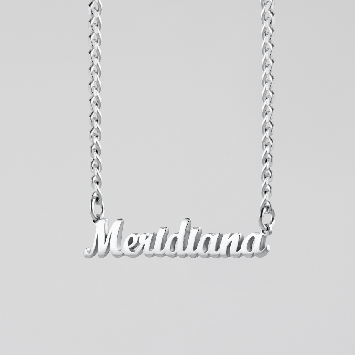 Name Necklace with Bold Curb Chain- Sterling Silver