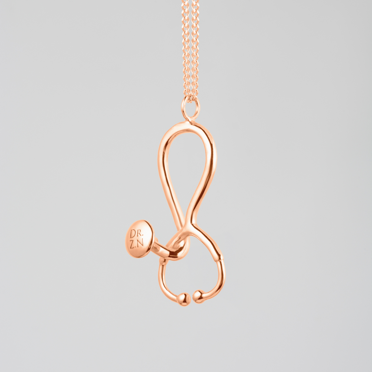 3D Stethoscope Necklace-Rose Gold Plated