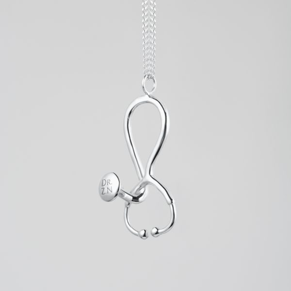 3D Stethoscope Necklace- Sterling Silver