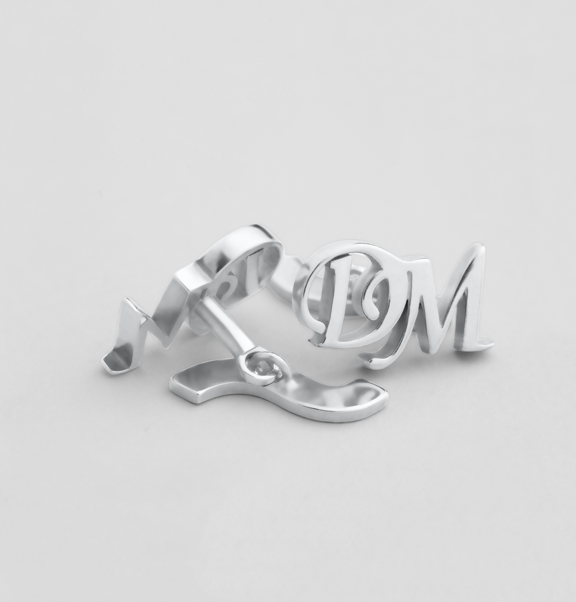 Custom Monogram Cufflinks - Script Letter Silver