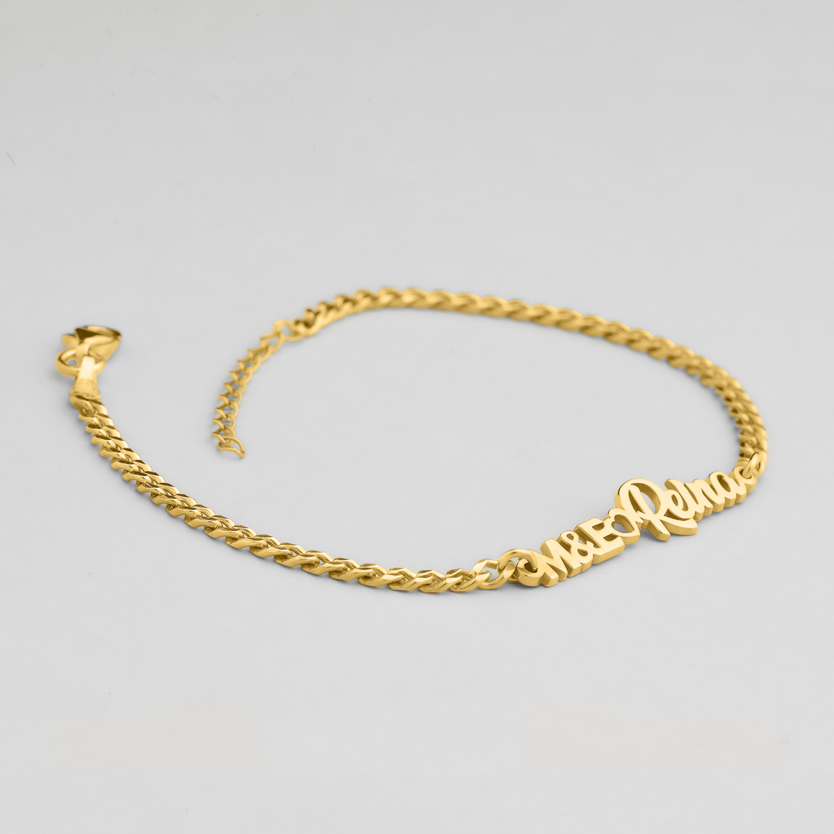 Pearl Chain Signature Name Bracelet - Gold