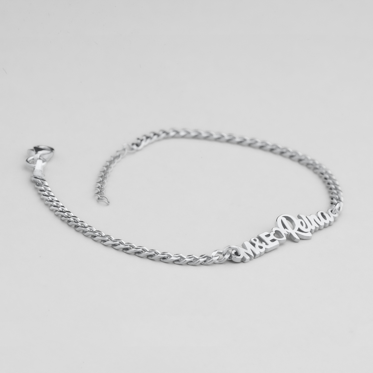 Sterling Silver Personalized Monogram Bracelet with Leather