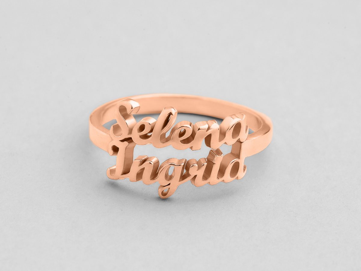 custom two row name ring