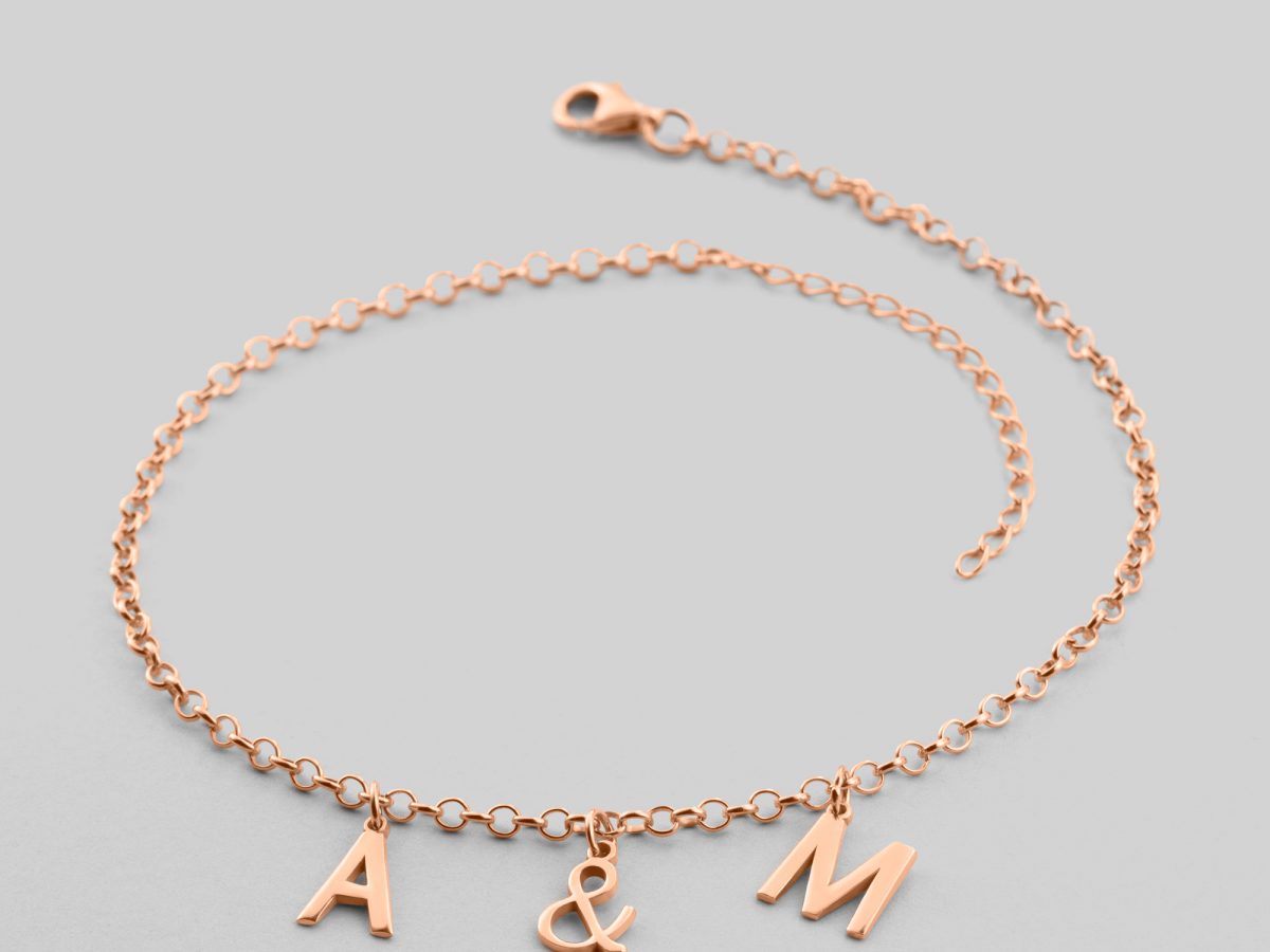 Letter Charms Personalized Bracelet -Rose Gold Plated