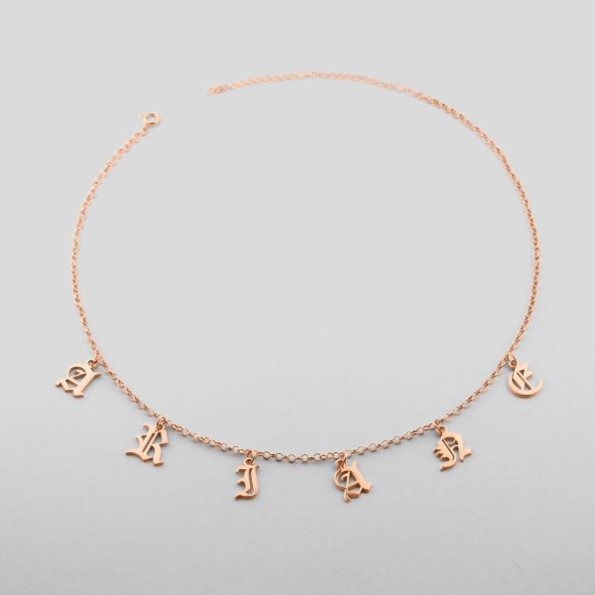 Gothic Letter Charms Rose Gold