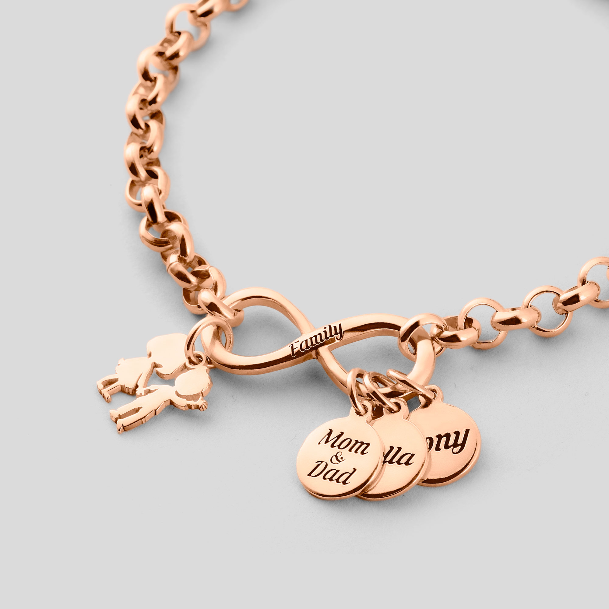Letter Charms Personalized Bracelet -Rose Gold Plated