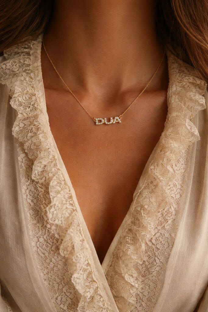 Sparkling Minimal Capital Name Necklace