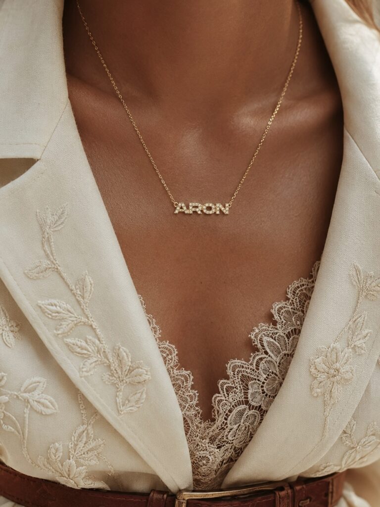 Sparkling Minimal Capital Name Necklace