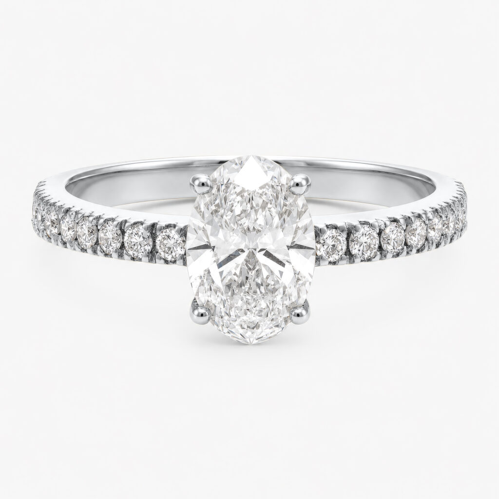 Fine Elegance Low Setting 1ct Oval Diamond White Gold Ring