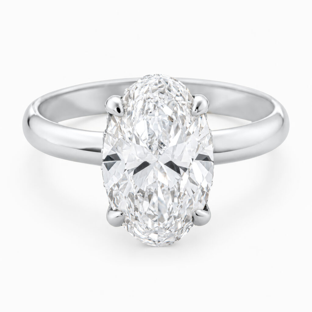 Timeless Low Set 3ct Oval Diamond with Hidden Halo White Gold Ring