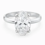 Timeless Low Set 3ct Oval Diamond with Hidden Halo White Gold Ring