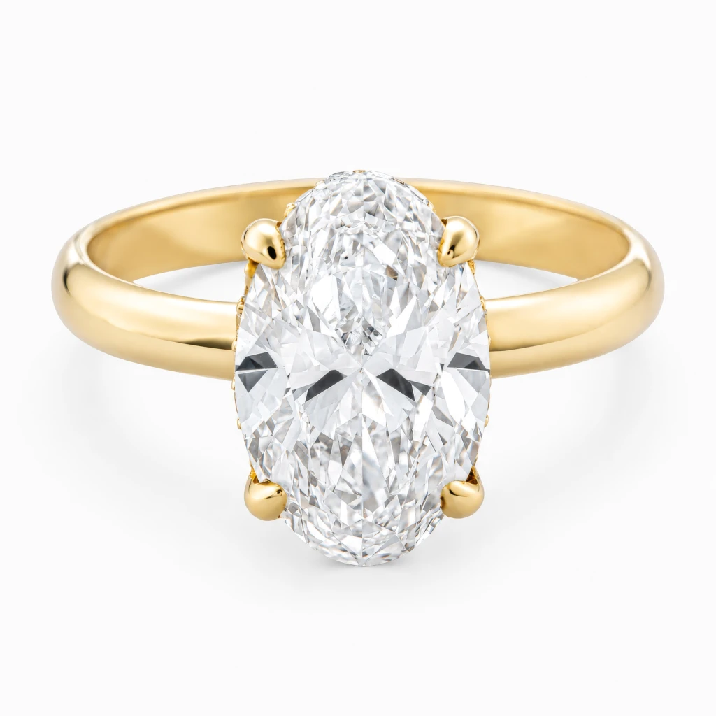 Timeless Low Set 3ct Oval Diamond with Hidden Halo Ring