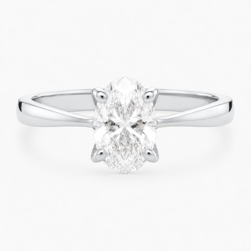 Ethereal Low Set 1ct Oval Diamond White Gold Ring