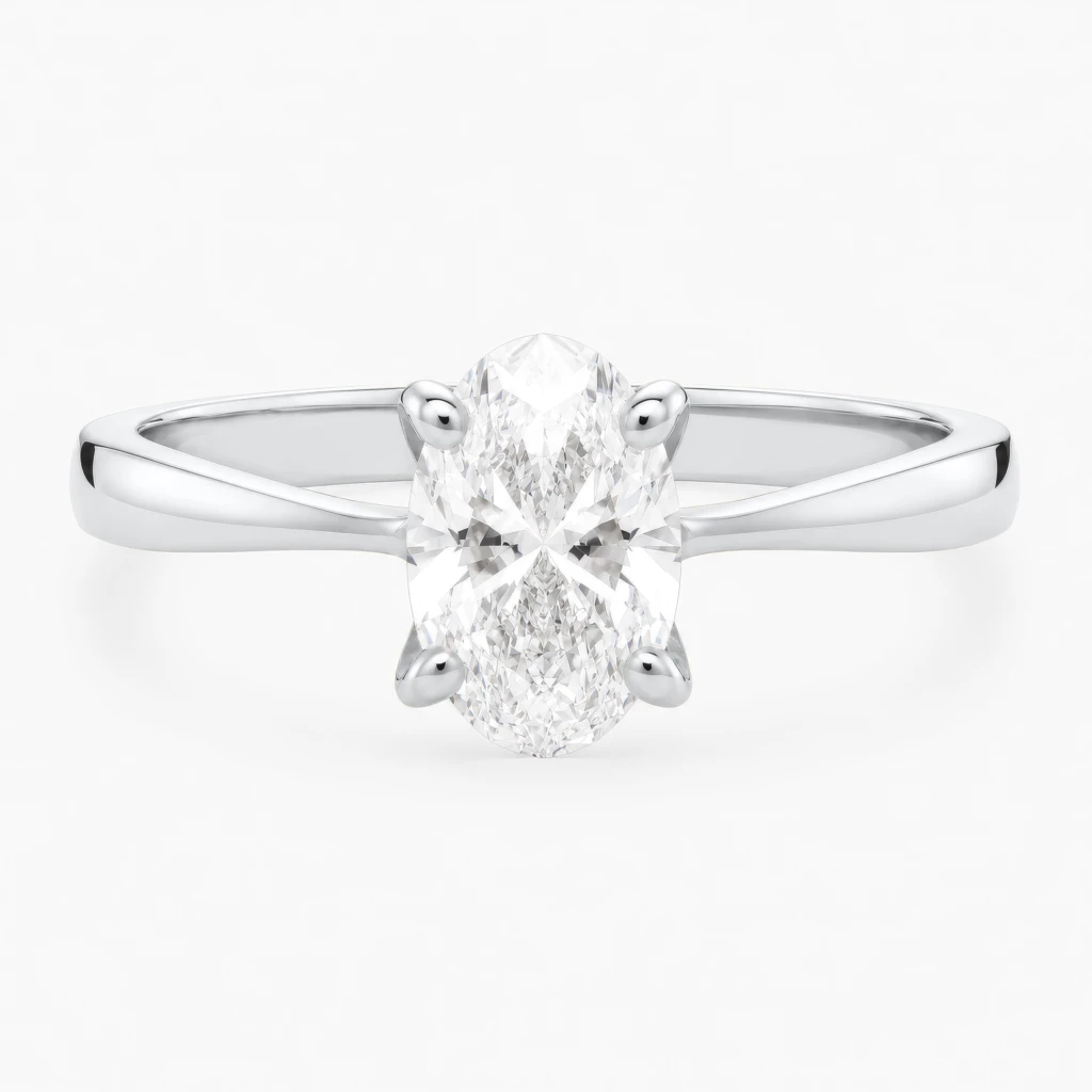 Ethereal Low Set 1ct Oval Diamond White Gold Ring