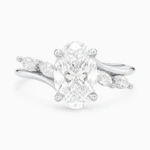 Blerina Bypass Cathedral 2ct Oval Diamond White Gold Ring