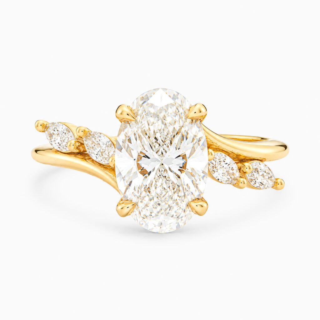 Blerina Bypass Cathedral 2ct Oval Diamond Ring