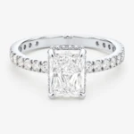 Leyla Ring 2ct Radiant Diamond with Hidden Halo White Gold
