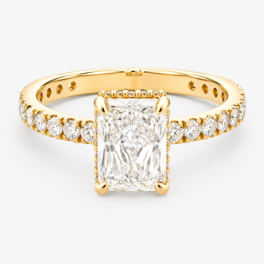 Leyla Ring 2ct Radiant Diamond with Hidden Halo