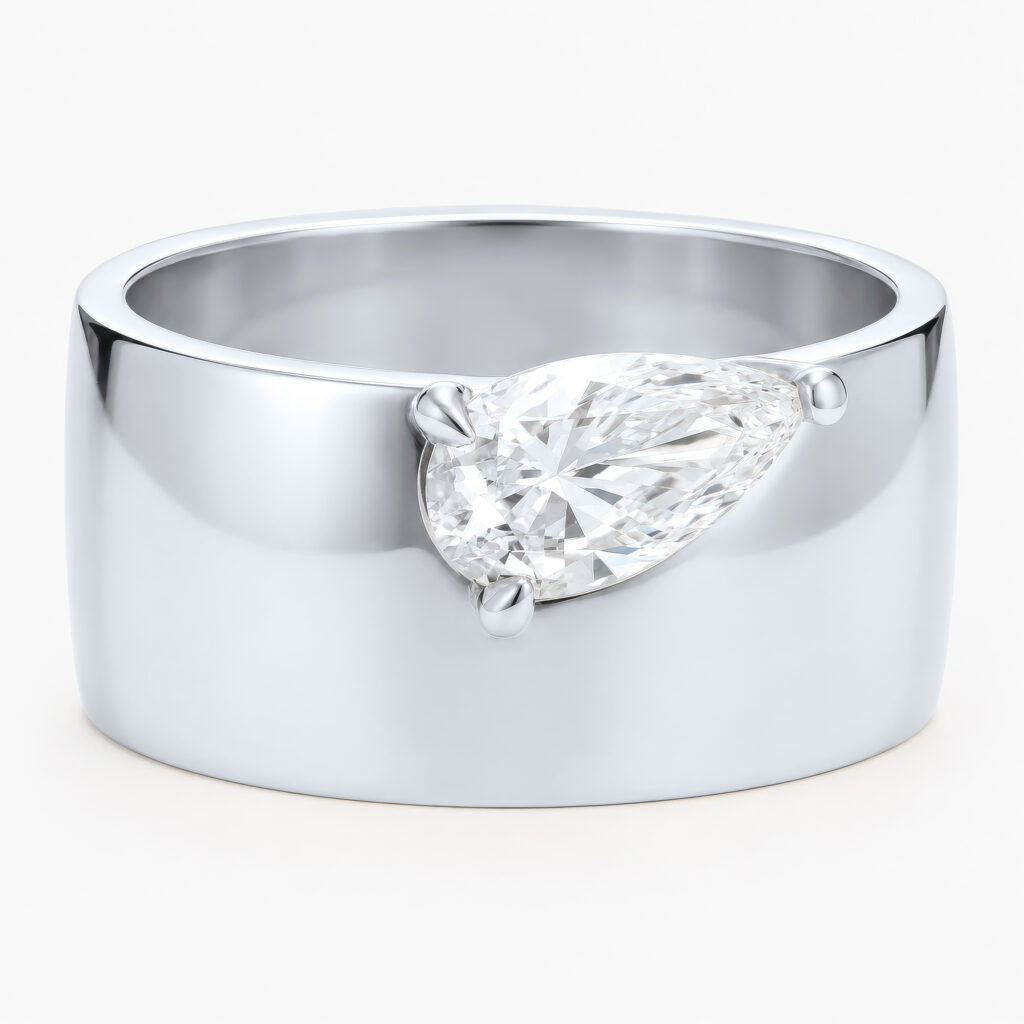 Chunky 1ct Pear Diamond White Gold Ring