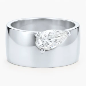 Chunky 1ct Pear Diamond White Gold Ring