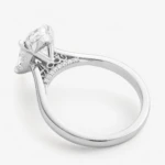 You & Me 2ct Oval Diamond Shape Cathedral High Set with Hidden Initials White Gold Ring