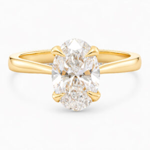 You & Me 2ct Oval Diamond Shape Cathedral High Set with Hidden Initials Ring