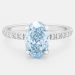 Deborah Ring 2ct Oval Blue Diamond White Gold