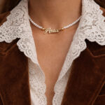 Cursive Name Necklace With Organic Pearls