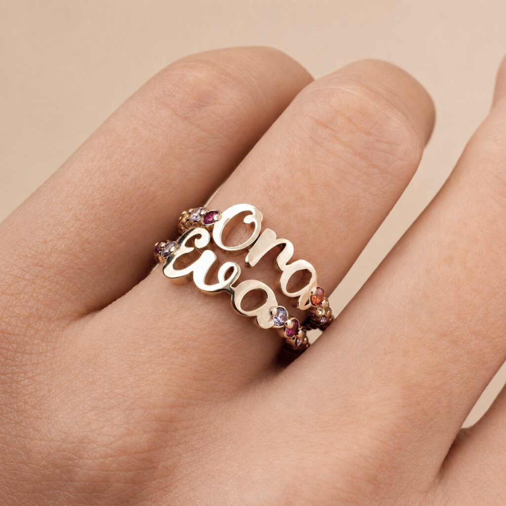 Playful Cursive Name Ring