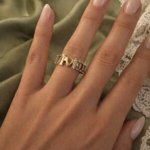 Baguette Tennis Name Ring