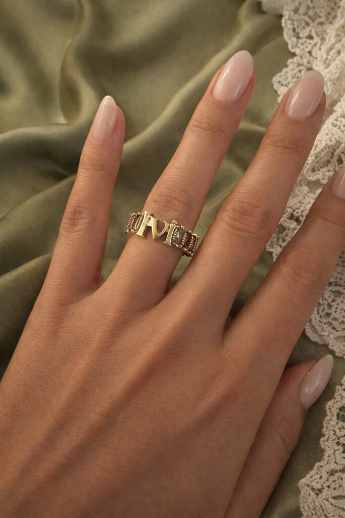 Baguette Tennis Name Ring