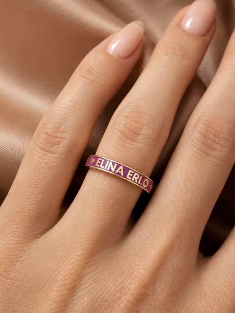 Enamel Name Ring
