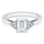 Aurelia 1ct Emerald Diamond with Triangular Pave Details White Gold Ring