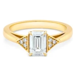 Aurelia 1ct Emerald Diamond with Triangular Pave Details Ring