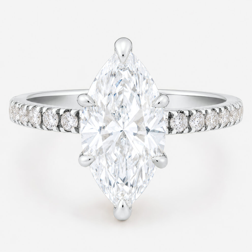 Finesa 2ct Marquise Diamond Ring with Micro Prong Band White Gold