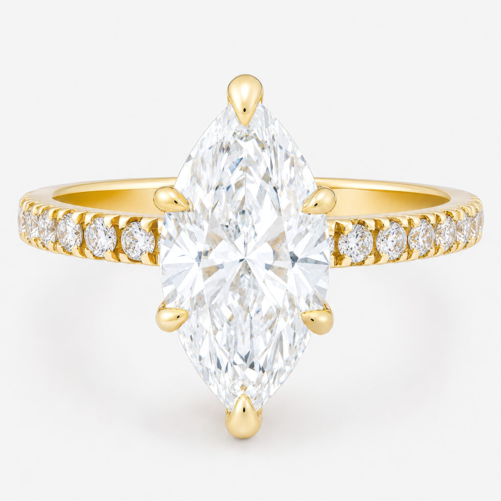 Finesa 2ct Marquise Diamond Ring with Micro Prong Band