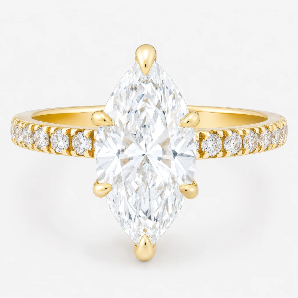 Finesa 2ct Marquise Diamond Ring with Micro Prong Band