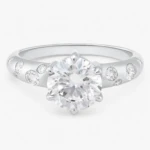 Anila 2ct Round Diamond Ring with Scattered Diamonds Accents White Gold