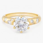 Anila 2ct Round Diamond Ring with Scattered Diamonds Accents