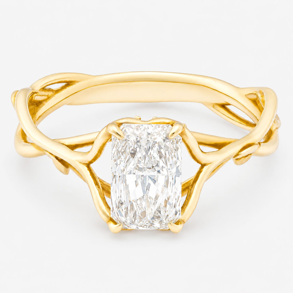 Eternal Bloom 1ct Radiant Diamond Ring with Wrapped Vine Detailed Band