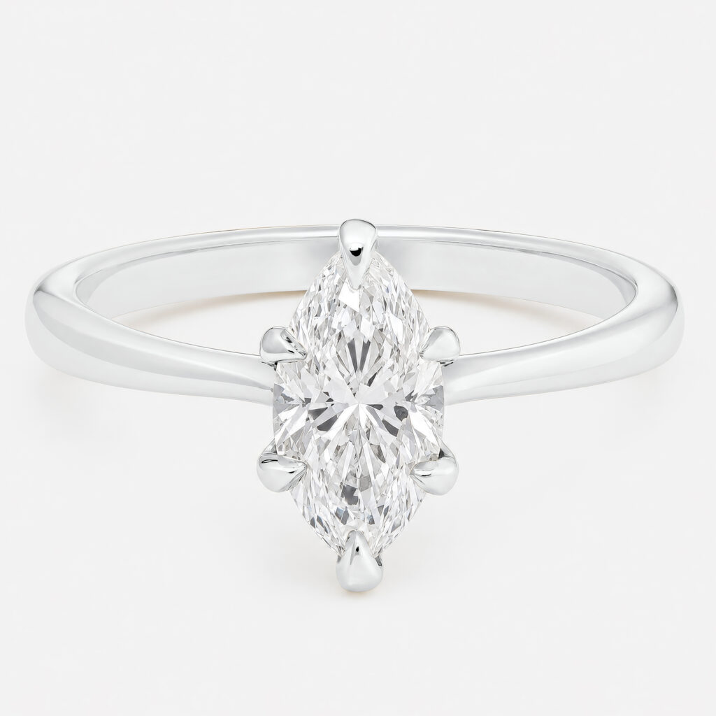 Clara 1ct Marquise Diamond Cathedral High Set White Gold Ring