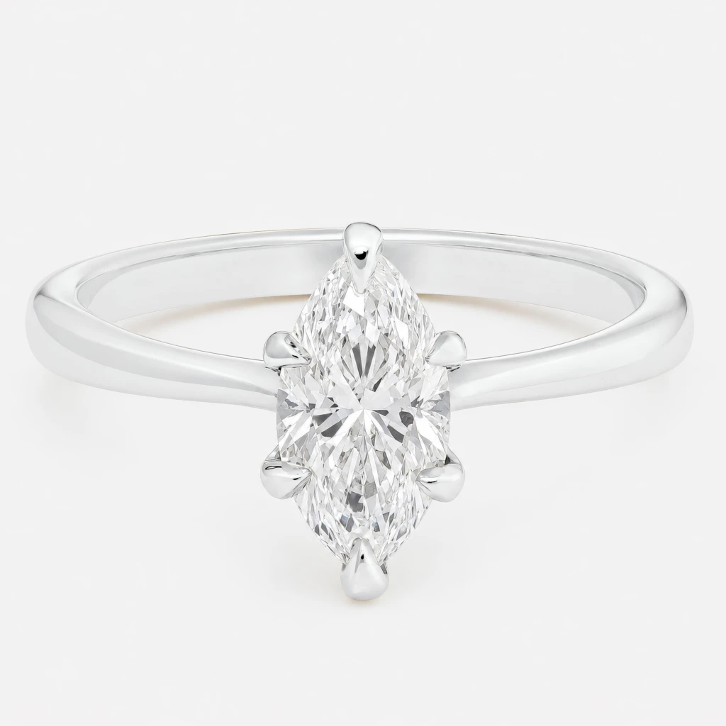 Clara 1ct Marquise Diamond Cathedral High Set White Gold Ring