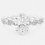Eterna Twisted Rope Ring 2ct Oval Diamond with Hidden Halo White Gold