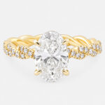 Eterna Twisted Rope Ring 2ct Oval Diamond with Hidden Halo