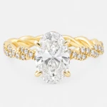 Eterna Twisted Rope Ring 2ct Oval Diamond with Hidden Halo