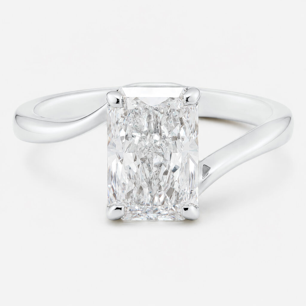 Vivienne 2ct Radiant Diamond Ring Bypass Style White Gold