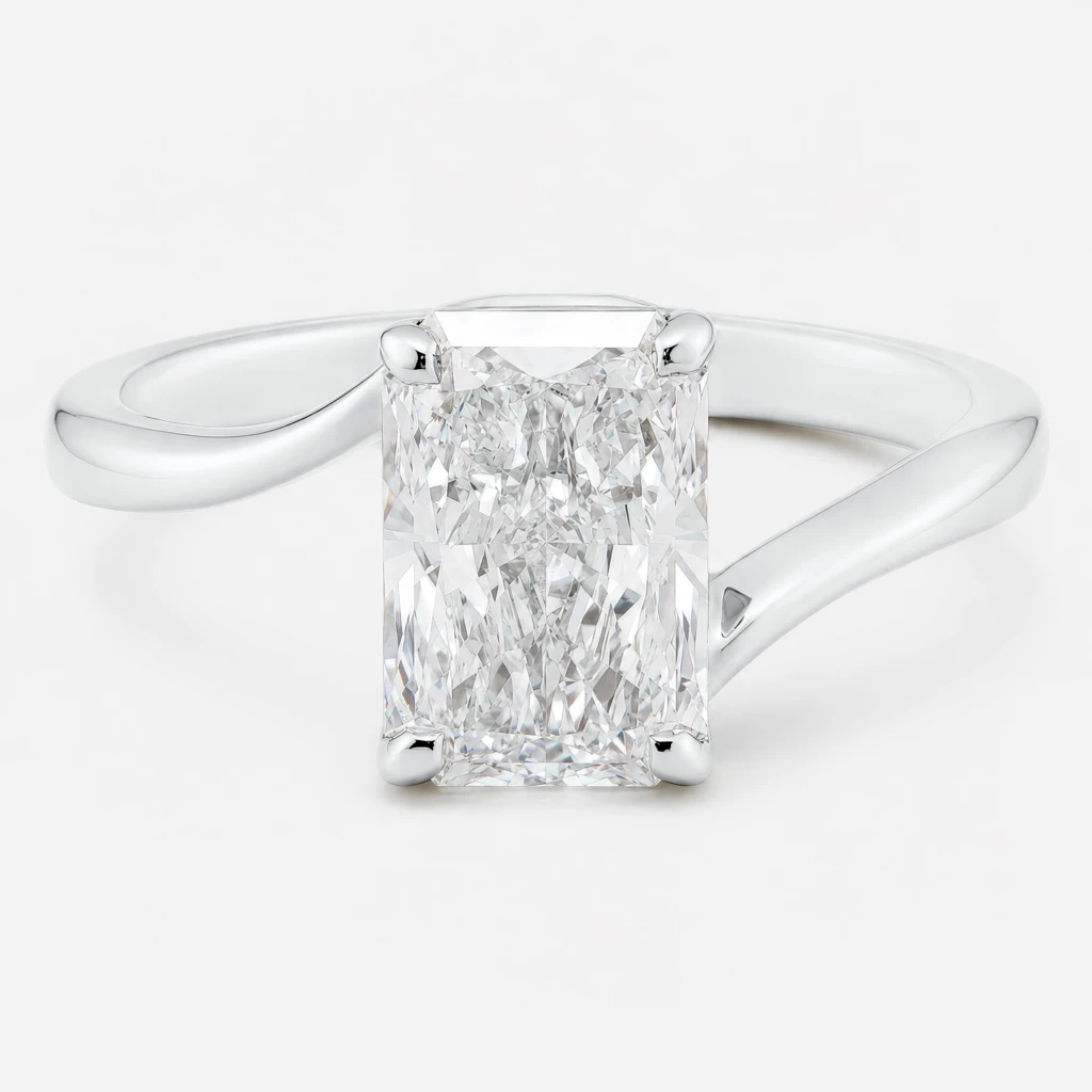 Vivienne 2ct Radiant Diamond Ring Bypass Style White Gold