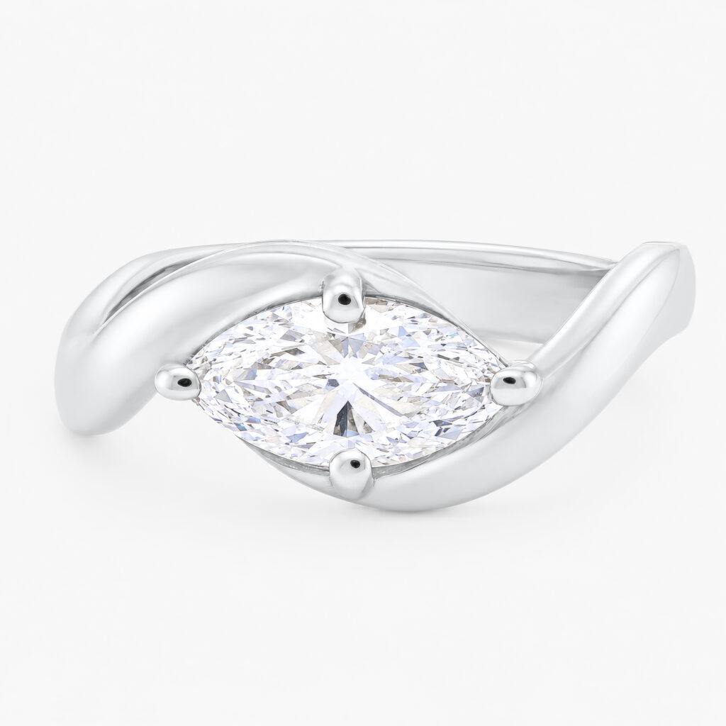Odette 1ct Marquise Bypass Ring White Gold